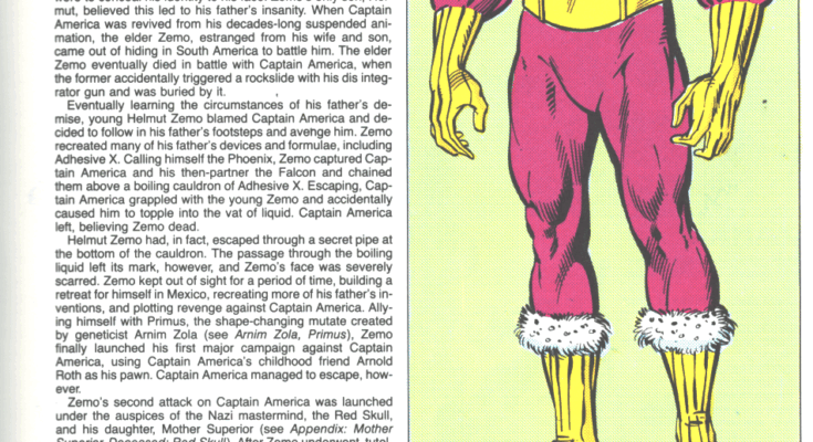 Baron Zemo: Marvel Handbook 1983 Profile