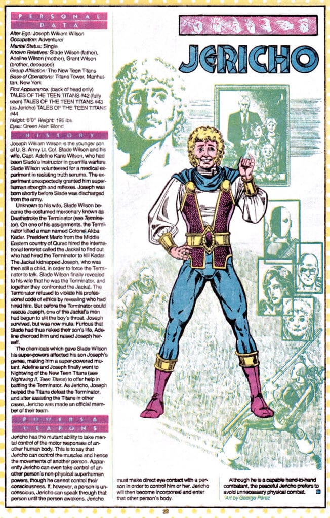 Jericho Joseph Wilson First Appearance Tales of the Teen Titans 43 Cover Art