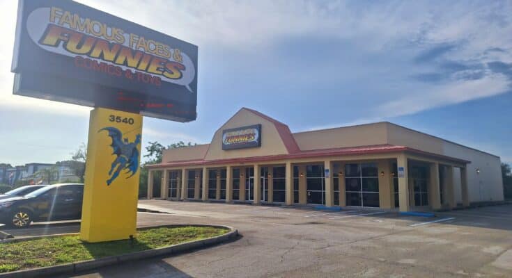 Famous Faces & Funnies comic shop spotlight featuring top-selling comics and high-value key issues.