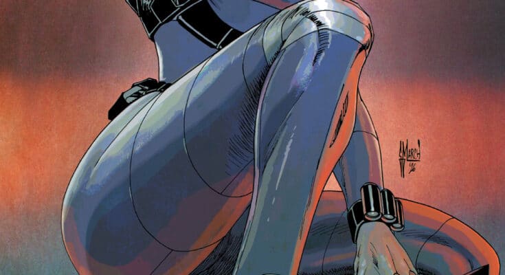 Official second printing cover art for DC's Absolute Catwoman #1 by Bengal featuring Selina Kyle diving down a skyscraper.