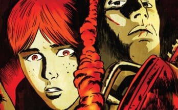 Cover art for Archie x The Army of Darkness #5 from Dynamite Entertainment featuring Archie and Ash Williams in a red horror-themed split image.