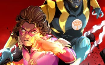 Preview art for The Twin Flames #1 from Summit Comics featuring Soraya and Nico using fire-based powers in the Summit Universe.
