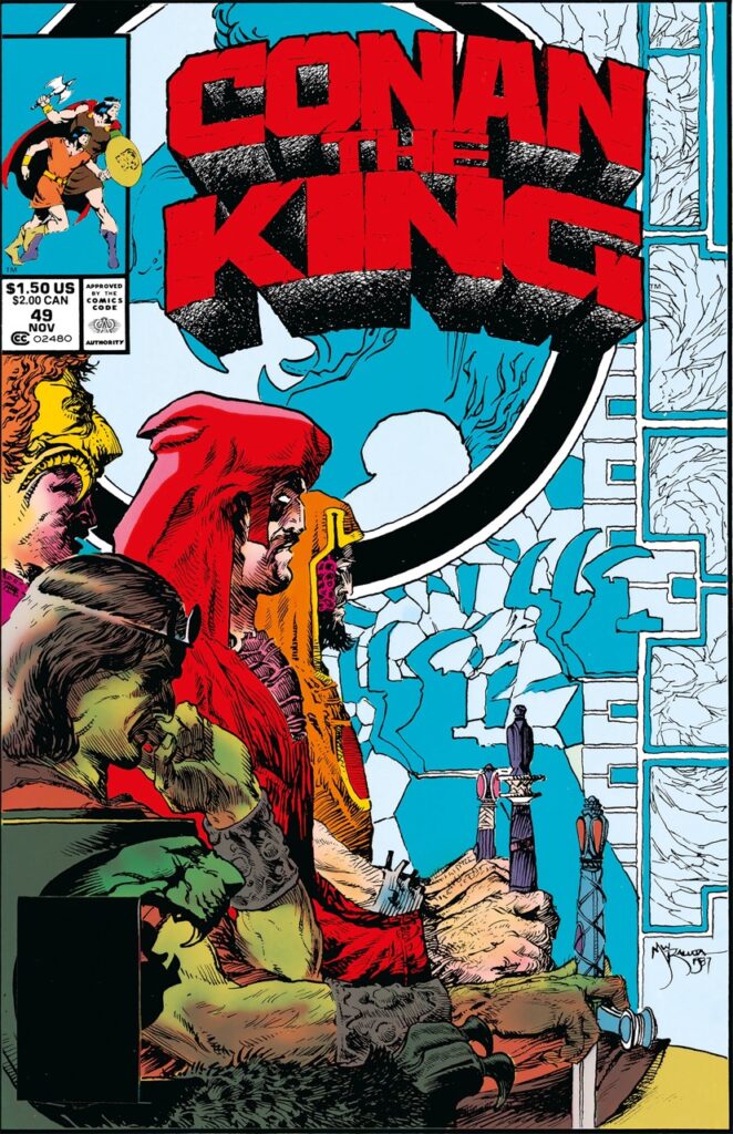 Regular edition cover art for King Conan: The Original Comics Omnibus Volume 3 from Titan Comics and Heroic Signatures featuring Conan holding a torn royal banner.