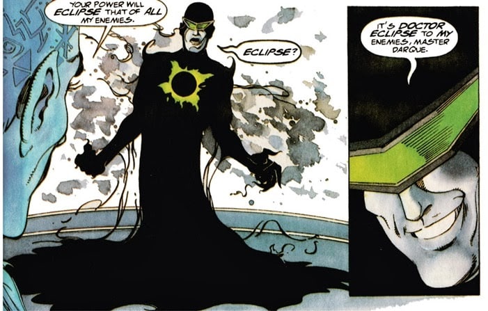 Doctor Eclipse debuted in Secret Weapons #1, transforming Fred Bender into one of Solar’s darkest Valiant enemies through Master Darque.
