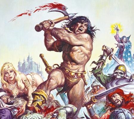 Cover art for The Savage Sword of Conan: Reforged #5 from Titan Comics and Heroic Signatures featuring Conan riding into battle by Alan Quah.