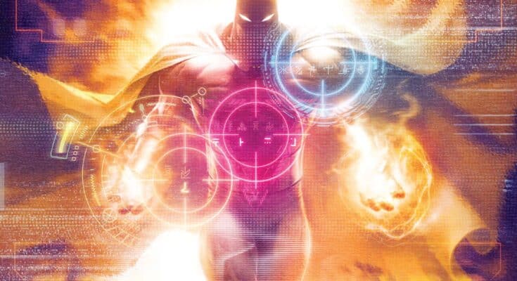 Cover art for Space Ghost Vol. 2 #12 from Dynamite Entertainment by Francesco Mattina featuring Space Ghost glowing with cosmic energy.