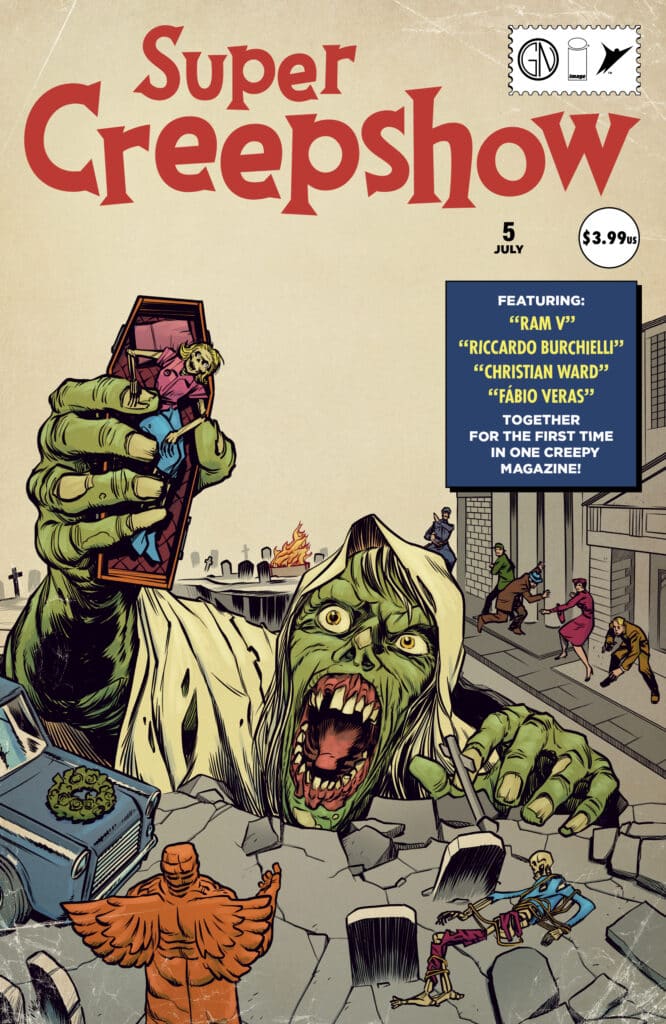 Super Creepshow #5 from Skybound and Image Comics brings superhero obsession, dark magic, and two terrifying new anthology stories to comic shops July 15.