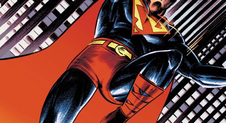 Main cover art for Superman: The Stranger #1 from DC Black Label by Wes Craig featuring Superman in an Art Deco-inspired Metropolis.