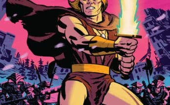 Thundarr the Barbarian #5 cover from Dynamite Entertainment featuring Thundarr holding the Sunsword in a post-apocalyptic fantasy battle.