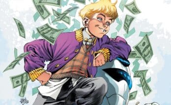 Second printing cover art for The Trillion Dollar Kid #1 from Image Comics and Ghost Machine featuring Tommy Townsend III surrounded by money.