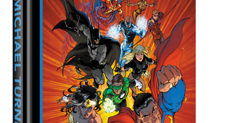 The DC Art of Michael Turner deluxe hardcover art book featuring DC heroes including Superman, Batman, Wonder Woman, Supergirl, The Flash, Green Lantern, and more.