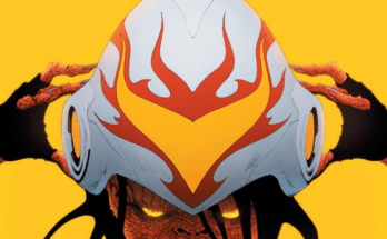 M1: Monster Racing League #1 cover from Image Comics featuring a monster racer wearing a white and red helmet against a bright yellow background.