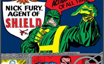 The historic front cover of Marvel Comics' Strange Tales #135 featuring Nick Fury face-to-face with the forces of HYDRA.