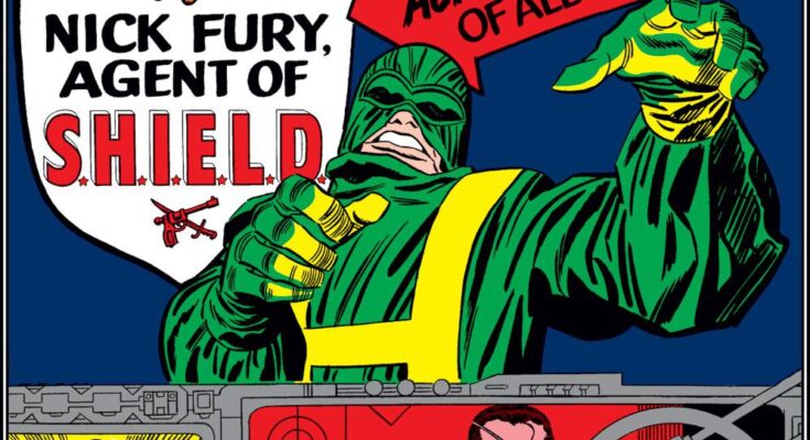 The historic front cover of Marvel Comics' Strange Tales #135 featuring Nick Fury face-to-face with the forces of HYDRA.