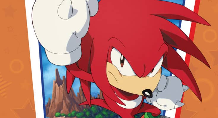 Sonic the Hedgehog: Knuckles Anniversary cover featuring Knuckles leaping in front of Angel Island.