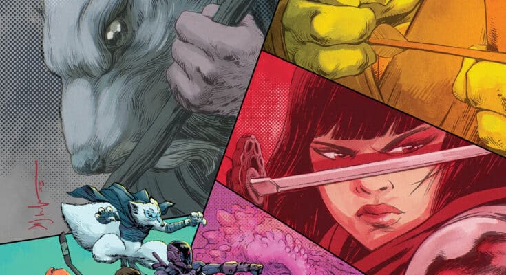 Teenage Mutant Ninja Turtles Ongoing Compendium Vol. 2 cover from IDW Publishing featuring the Turtles and major characters from the IDW TMNT ongoing series.