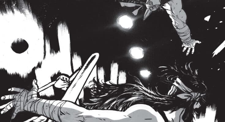 Do A Powerbomb Black & White #1 second printing cover by Daniel Warren Johnson from Image Comics.