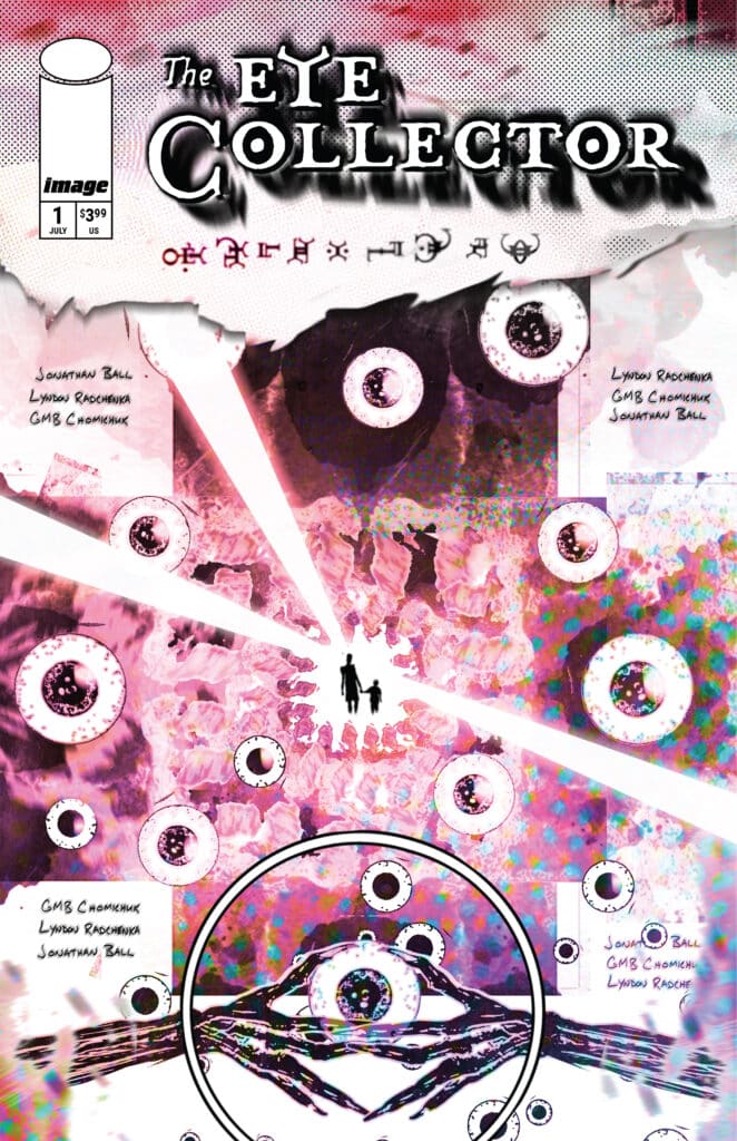 The Eye Collector #1 second printing cover from Image Comics featuring surreal cosmic horror imagery and floating eyes.