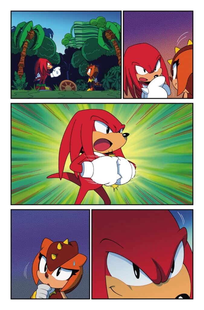 Sonic the Hedgehog: Knuckles Anniversary cover featuring Knuckles leaping in front of Angel Island.