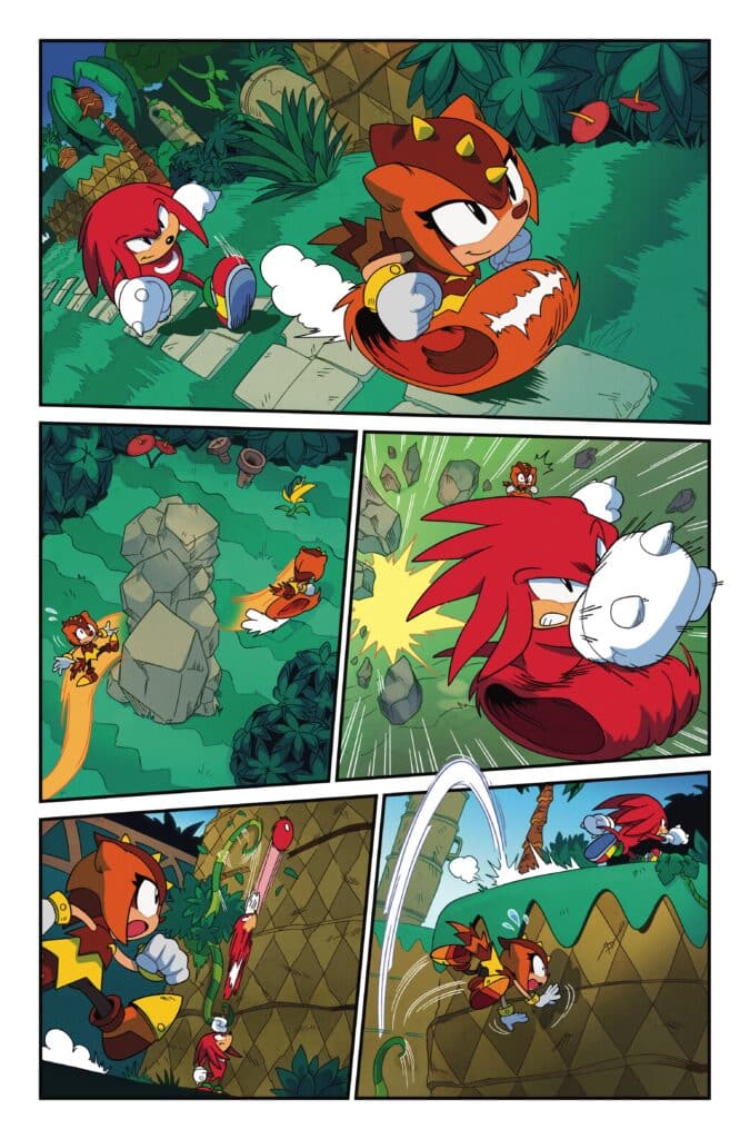 Sonic the Hedgehog: Knuckles Anniversary cover featuring Knuckles leaping in front of Angel Island.