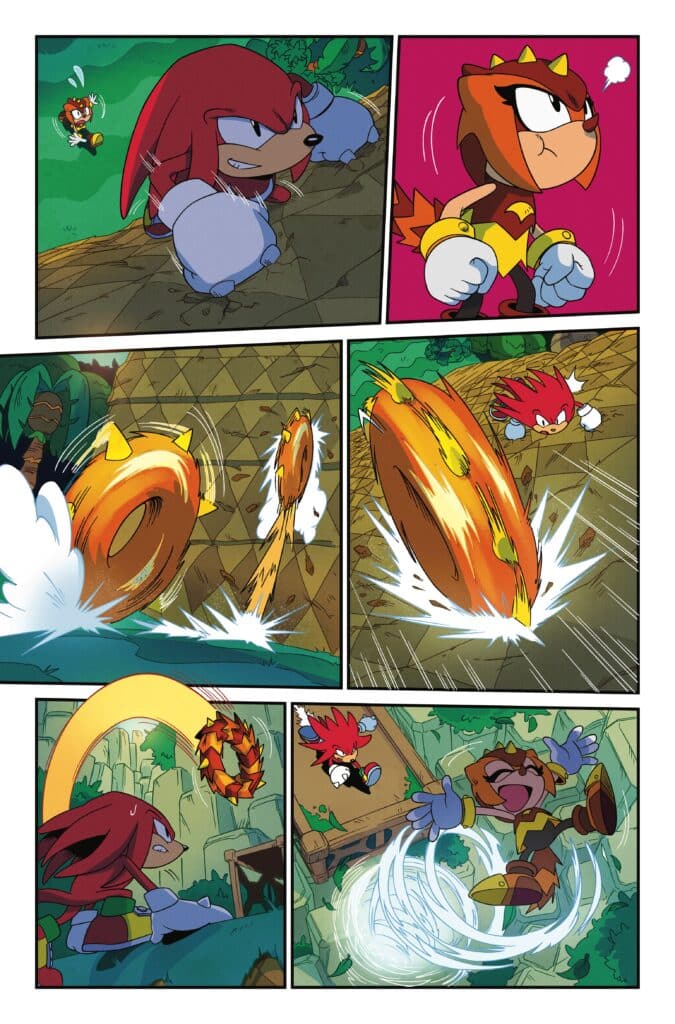Sonic the Hedgehog: Knuckles Anniversary cover featuring Knuckles leaping in front of Angel Island.