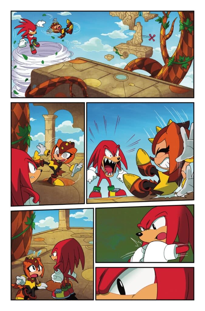 Sonic the Hedgehog: Knuckles Anniversary cover featuring Knuckles leaping in front of Angel Island.