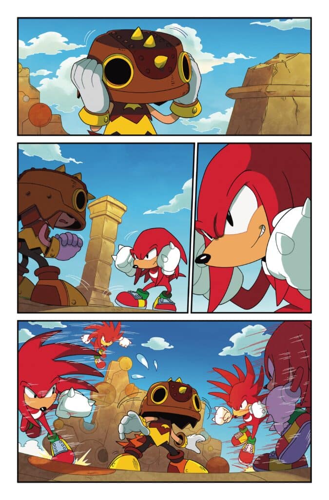 Sonic the Hedgehog: Knuckles Anniversary cover featuring Knuckles leaping in front of Angel Island.