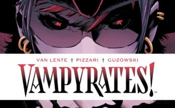 Vampyrates! #1 cover from BOOM! Studios featuring a vampire pirate with red eyes and fangs.