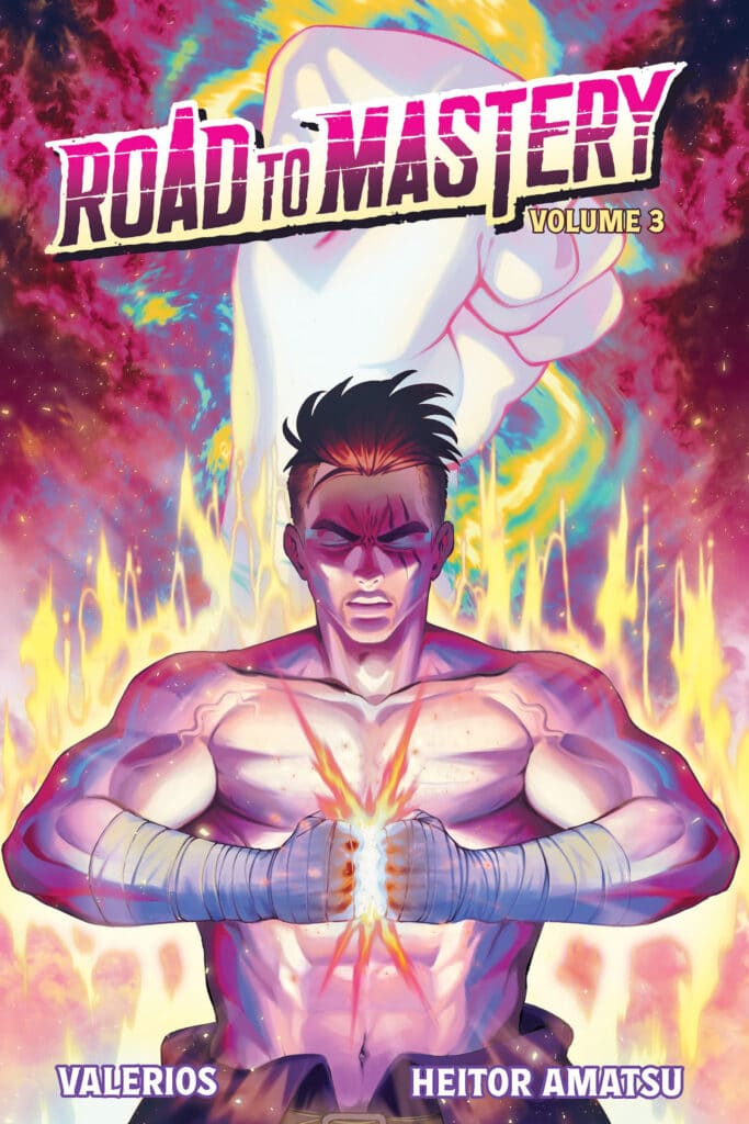 Road to Mastery Vol. 3 cover art by Heitor Amatsu featuring Jack Rust surrounded by explosive energy and a giant fist.