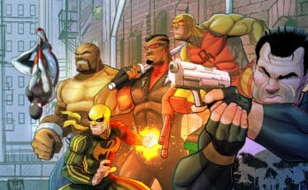 A collage of underrated street level comic book heroes like Misty Knight, The Question, and Street Angel.