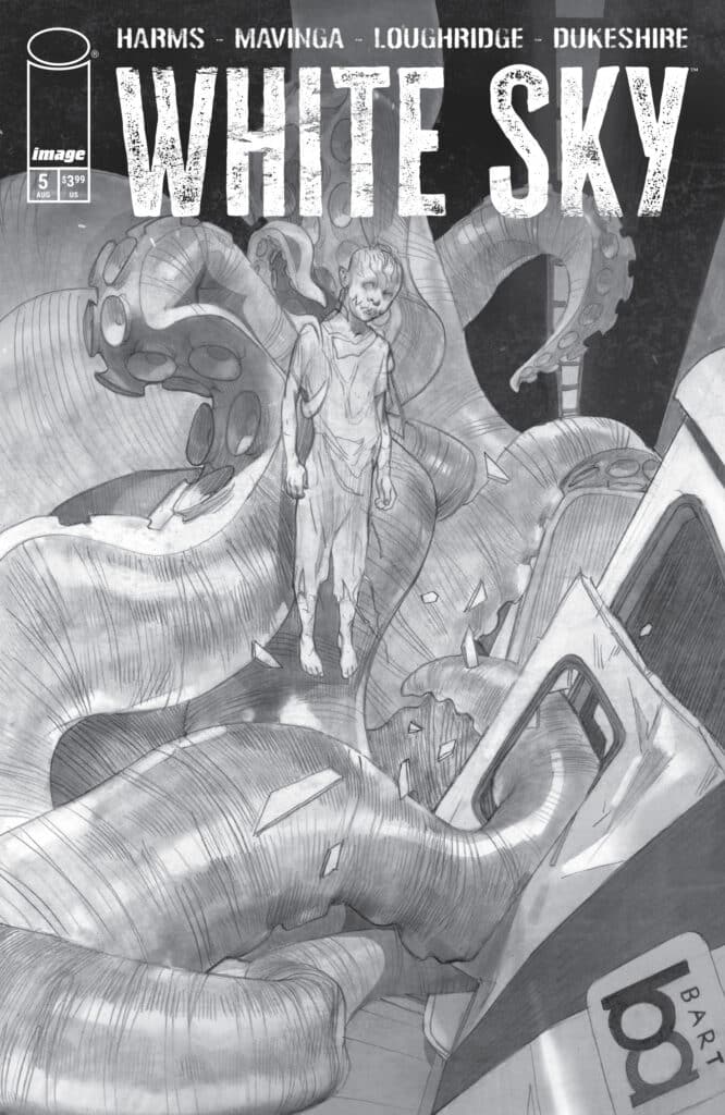 Image Comics’ White Sky #5 Cover A by JP Mavinga, featuring a skeletal figure surrounded by supernatural entities.