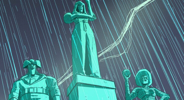The Adequates #3 cover from Comixology Originals by Lee Loughridge and Marz Jr.