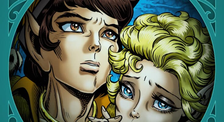 ElfQuest: Siege at Blue Mountain Book 1 HC cover from Dark Horse Books featuring Cutter and Leetah by Wendy Pini.