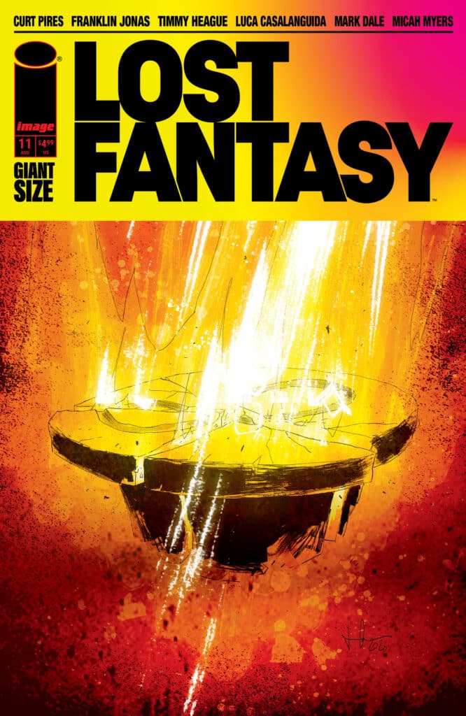 Image Comics’ Lost Fantasy #11 Cover A featuring a mysterious platform surrounded by explosive golden energy.