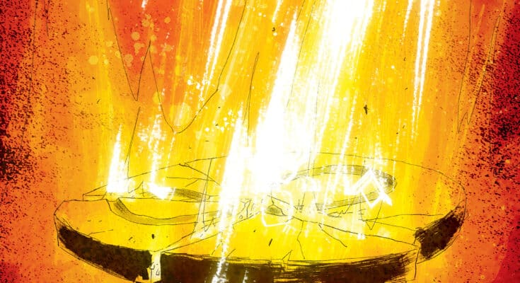 Image Comics’ Lost Fantasy #11 Cover A featuring a mysterious platform surrounded by explosive golden energy.
