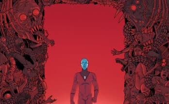 Cover art for The Deadman #3 from DC Comics, featuring Boston Brand surrounded by a chaotic, red border of demonic faces and ghouls.