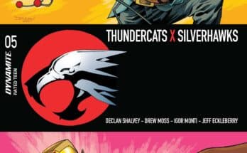 ThunderCats X SilverHawks #5 cover from Dynamite Entertainment featuring characters from the ThunderCats and SilverHawks crossover.
