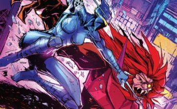 ThunderCats x SilverHawks ThunderHawks #5 cover featuring a SilverHawk-armored ThunderCat battling Mon*Star