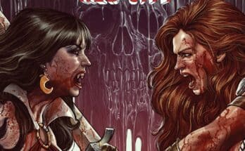 Vampirella Versus Red Sonja: Red City #1 comic cover featuring Vampirella and Red Sonja ready for battle in a dark, magical city.