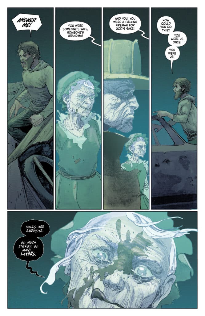 Image Comics’ White Sky #5 Cover A by JP Mavinga, featuring a skeletal figure surrounded by supernatural entities.