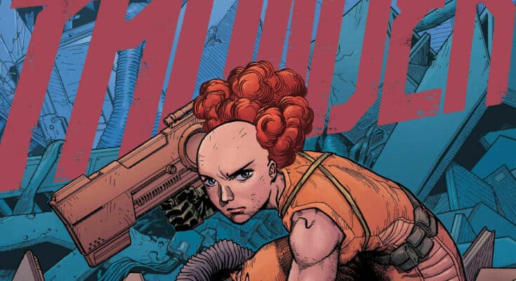 Blood & Thunder #16 Cover A by E.J. Su and Dee Cunniffe from Image Comics featuring Blood with a Fulminator weapon