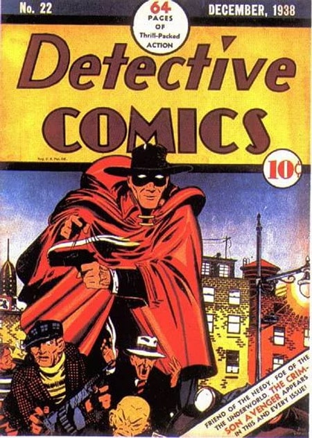 Detective Comics #20 DC Comics cover featuring the first appearance of the Crimson Avenger